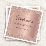 Rose Gold Foil Glitter 90th Birthday Name Napkins<br><div class="desc">Celebrate in style with these Rose Gold Foil Glitter 90th Birthday Name Napkins. Featuring sparkling rose gold foil glitter and personalized with the name of the birthday honoree, these napkins add an elegant touch to your 90th birthday party. Perfect for a sophisticated and memorable event, they bring a touch of...</div>