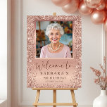 Rose Gold Foil Glitter 90th Birthday Photo Welcome Foam Board<br><div class="desc">Celebrate a remarkable 90th birthday in style with the Rose Gold Foil Glitter 90th Birthday Photo Welcome Foam Board! This elegant piece combines the timeless charm of rose gold foil with a glittery finish, making it the perfect focal point for your milestone celebration. Featuring a personalized photo, it adds a...</div>