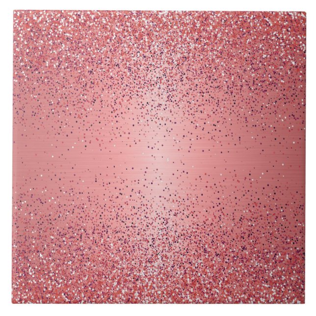 Rose Gold Foil Glitter Ceramic Tile (Front)