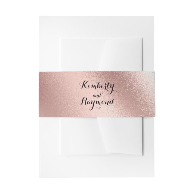 Rose Gold Foil Glitter Elegant Wedding Invitation Belly Band (Front Example)