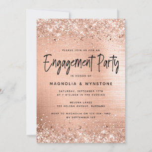 Rose Gold Foil Glitter Engagement Party Invitation