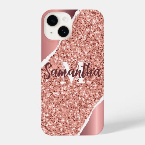 Rose Gold Foil Glitter iPhone 14 Case