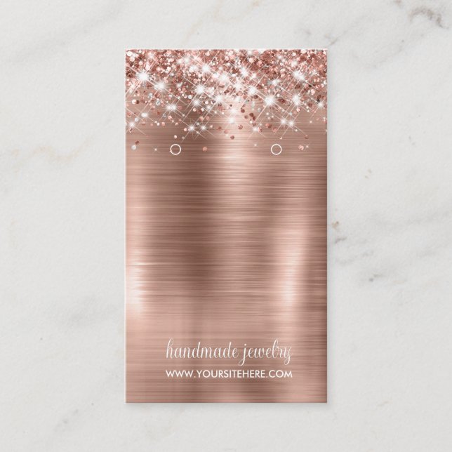 Rose Gold Foil Glitter Signature Earring Display  Business Card (Front)