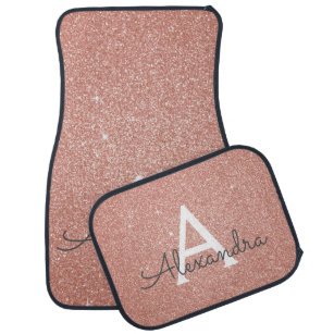 Monogrammed Car Floor Mats Zazzle Rose Gold Foil Glitter Sparkle Monogram Car Mat