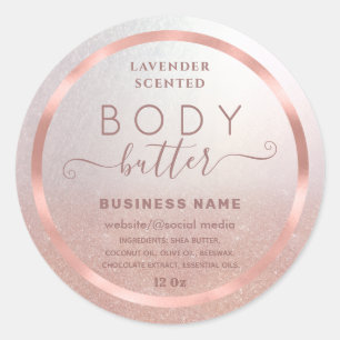 Rose gold foil glittery script body butter label