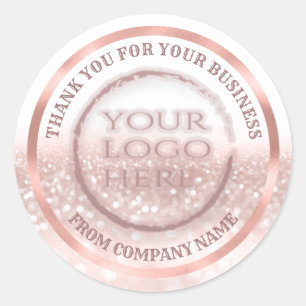 Rose gold foil glittery thank custom logo classic classic round sticker