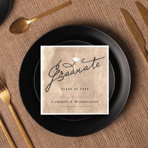 Rose Gold Foil Graduate Graduation Party Paper Napkins