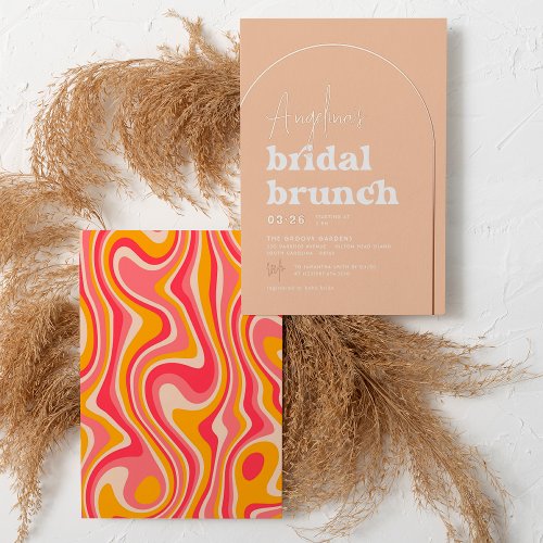 Rose Gold Foil Groovy Hippie Modern Bridal Brunch Foil Invitation