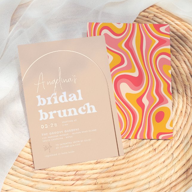 Rose Gold Foil Groovy Hippie Modern Bridal Brunch Foil Invitation (Creator Uploaded)