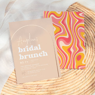 Rose Gold Foil Groovy Hippie Modern Bridal Brunch Invitation