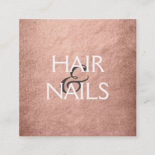 Rose Gold Foil Hair & Nails Stylist Square Business Card