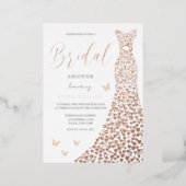 Rose Gold Foil Heart Dress Butterfly Bridal Shower Foil Invitation (Standing Front)