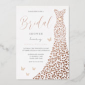 Rose Gold Foil Heart Dress Butterfly Bridal Shower Foil Invitation (Front)