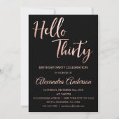 Rose Gold Foil Hello 30 Thirty Birthday Party Invitation (Front)