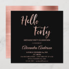 Rose Gold Foil Hello 40 Forty Birthday Party