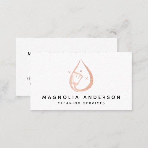Rose Gold Foil House Cleaning Services  Business Card