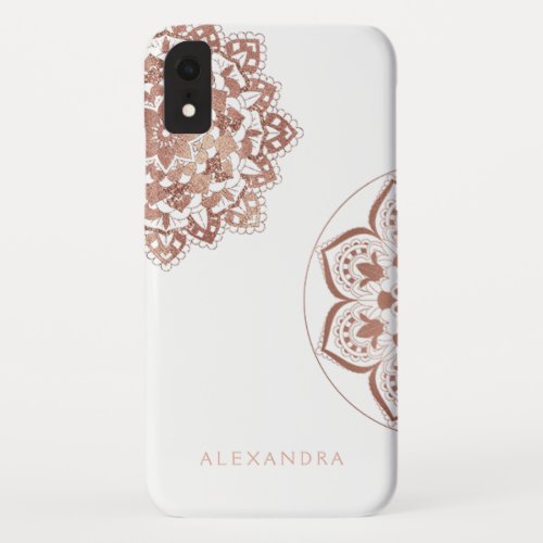 Rose Gold Foil Indian Mandala Monogram Name iPhone XR Case