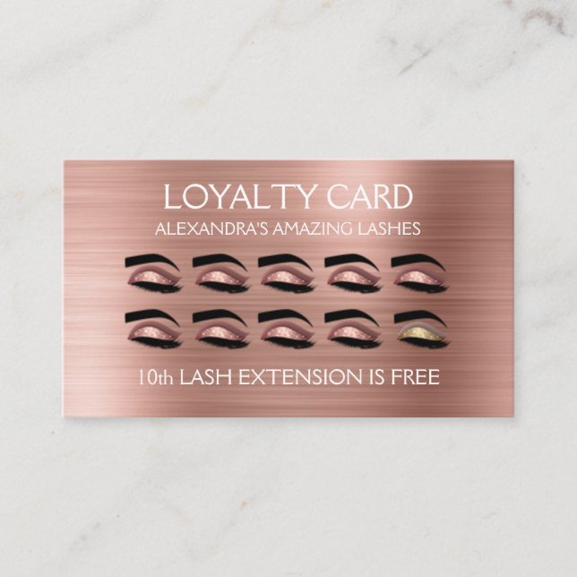Rose Gold Foil Lashes Loyalty Card (Front)
