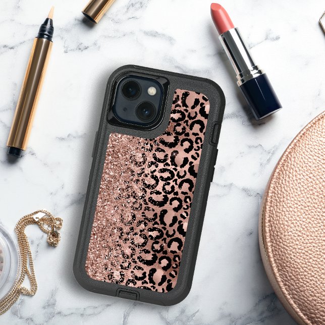 Rose Gold Foil Leopard Pattern Faux Glitter Otterbox iPhone Case (Creator Uploaded)