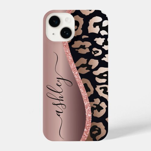 Rose Gold Foil Leopard Print iPhone 14 Case