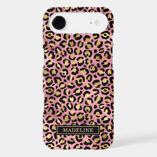 Rose Gold Foil Leopard Print Monogrammed iPhone 17 Air Case