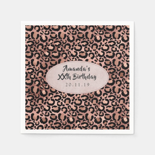 Rose Gold Foil Leopard Spots Napkins (Front)
