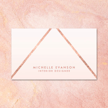 Rose Gold Foil Lines Blush Pink Ombre Elegant Business Card by whimsydesigns at Zazzle
