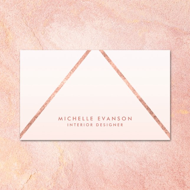Rose Gold Foil Lines Blush Pink Ombre Elegant Business Card (Creator Uploaded)