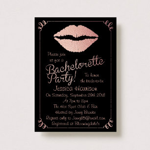 Rose Gold Foil Lips Bachelorette Party Invitation