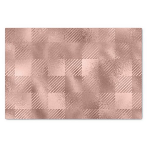 Rose gold Foil Look Buffalo Plaid Gingham  Tissue Paper