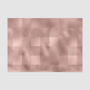 Rose gold Foil Look Buffalo Plaid Gingham Tissue Paper