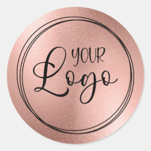 Rose Gold Foil Look Logo Classic Round Sticker