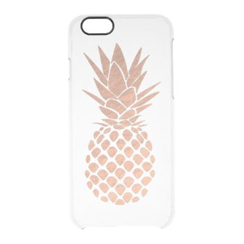 Rose Gold Foil Look Tropical Pineapple Clear Iphone 6/6s Case by paesaggi at Zazzle