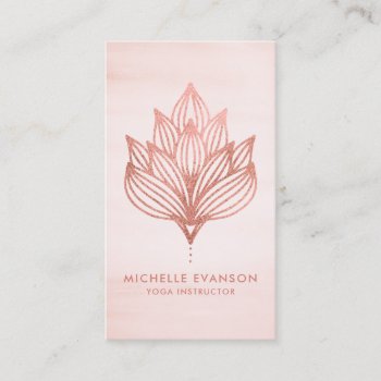 Rose Gold Foil Lotus Flower Blush Pink Business Card by whimsydesigns at Zazzle