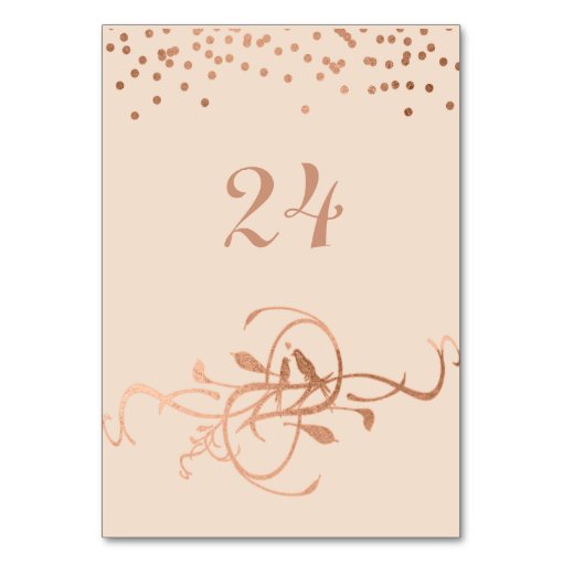 Rose Gold Foil Love Birds Table Numbers | Zazzle