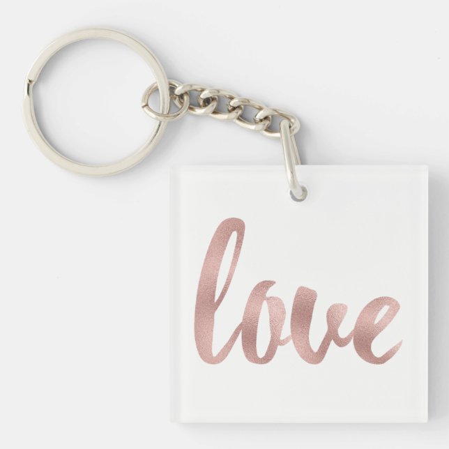 Rose gold foil love keychain (Front)