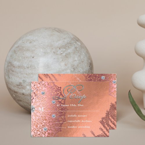 Rose Gold Foil Luxury Glam Elegant Stylish RSVP Enclosure Card