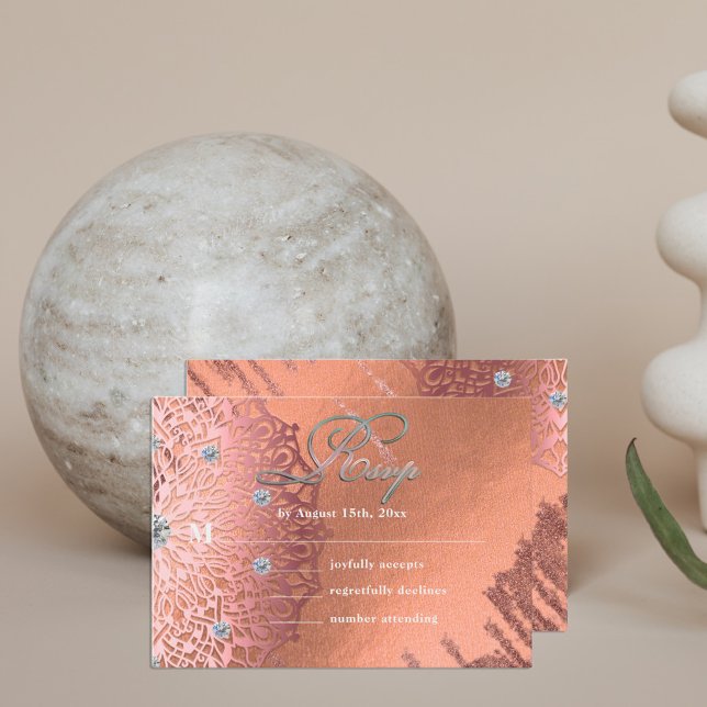 Rose Gold Foil Luxury Glam Elegant Stylish RSVP Enclosure Card (Creator Uploaded)