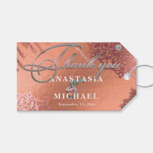 Rose Gold Foil Luxury Glam Elegant Stylish Wedding Gift Tags