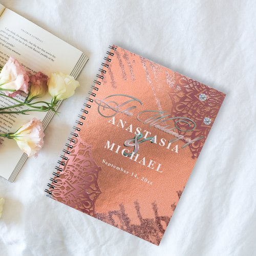Rose Gold Foil Luxury Glam Elegant Stylish Wedding Notebook