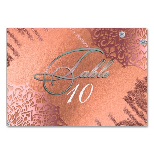 Rose Gold Foil Luxury Glam Elegant Stylish Wedding Table Number