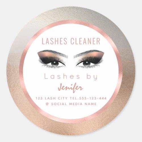 Rose gold foil makeup eyes lashes cleaner classic round sticker