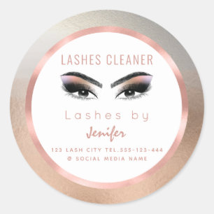 Rose gold foil makeup eyes lashes cleaner classic round sticker