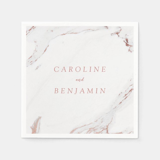 Rose gold foil marble luxury modern wedding napkins (Front)