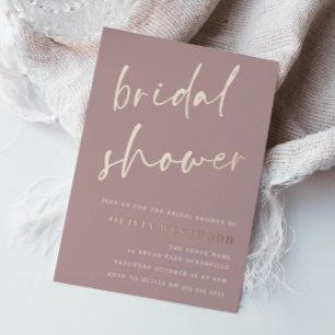 Rose Gold Foil Mauve Dusty Pink Rose Bridal Shower Foil Invitation