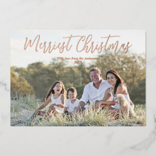 Rose gold foil Merriest Merry Christmas elegant Holiday Card