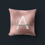 Rose Gold Foil Metal Monogram Name and Initial Throw Pillow<br><div class="desc">Rose Gold Foil Metal Monogram Name and Initial Pillow. The pillow makes the perfect gift for someone decorating her room in rose gold.</div>