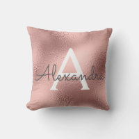 Rose Gold Foil Metal Monogram Name and Initial