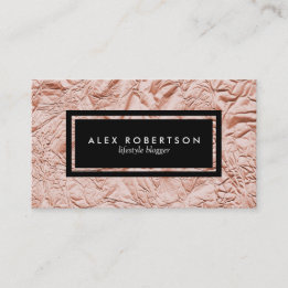Rose gold foil metallic and black business card