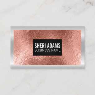 Rose Gold Foil Metallic Border Business Card